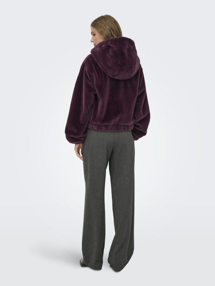 Only Jdy Yola Faux Fur Hood Kadın Ceket 15359329 - 5