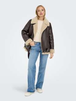 Only New Lıs Faux Leather Avıtor Kadın Ceket 15300262 - 4