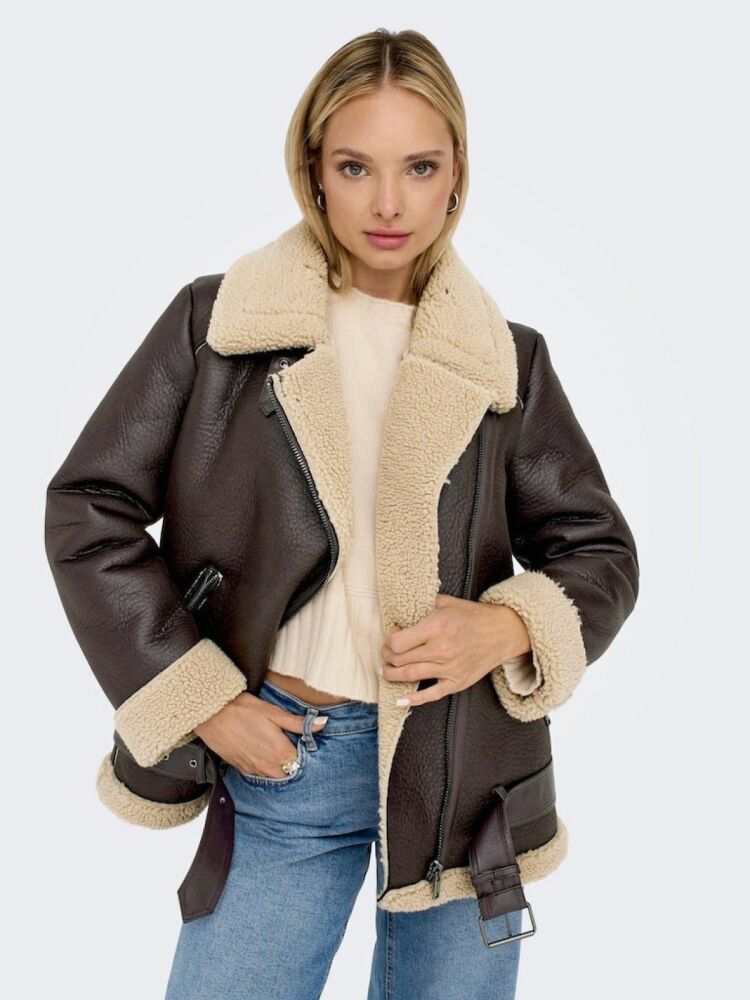 Only New Lıs Faux Leather Avıtor Kadın Ceket 15300262 - 5