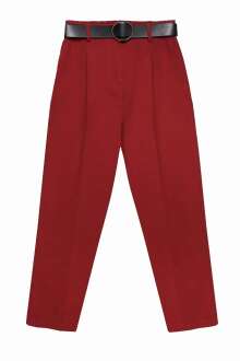 Quzu Beli Kemerli Kadın Pantolon - Quzu (1)