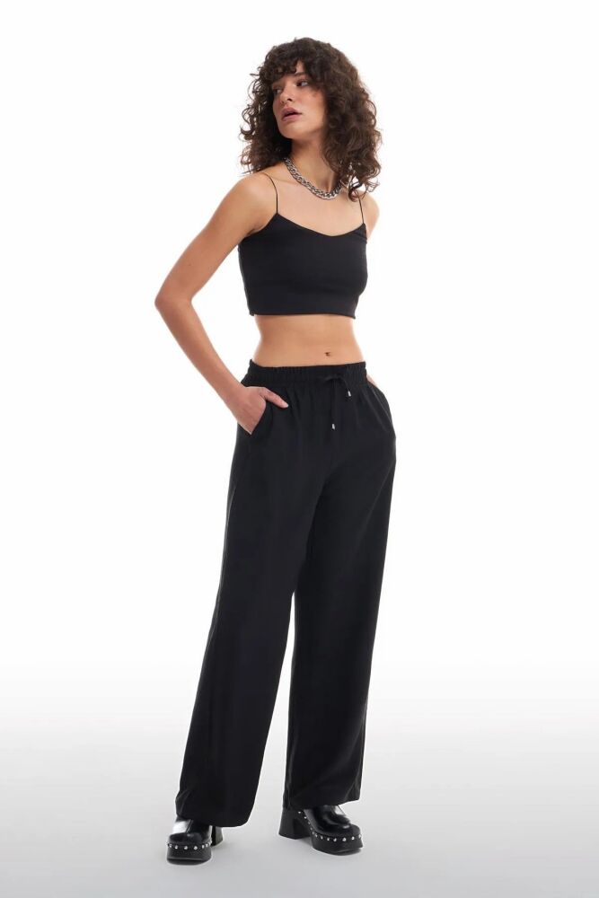 Quzu Beli Lastikli Bol Paça Kadın Pantolon 21Y70858 - 3