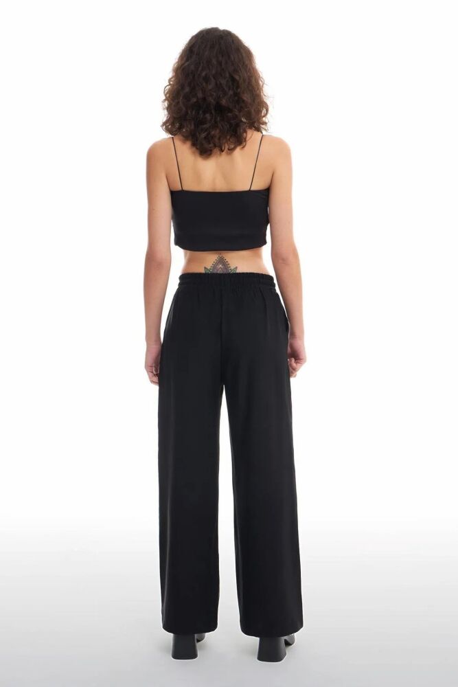 Quzu Beli Lastikli Bol Paça Kadın Pantolon 21Y70858 - 5