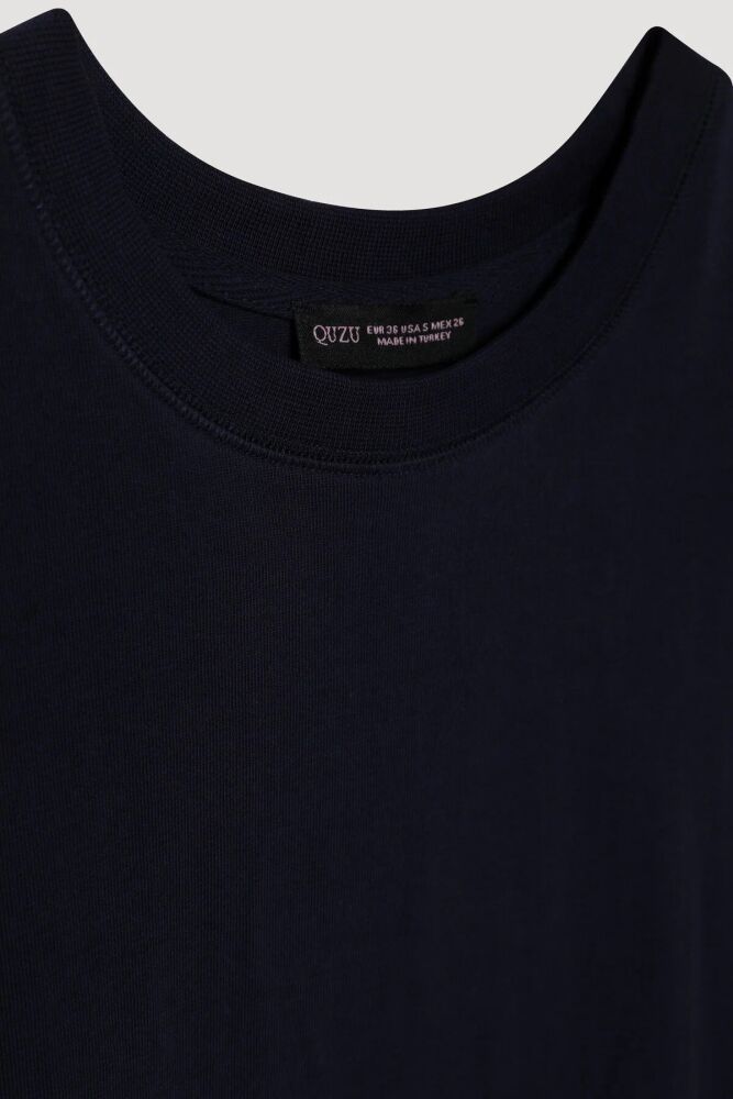 Quzu Bisiklet Yaka Düz Kadın T-shirt 25YTSH00186 (1)