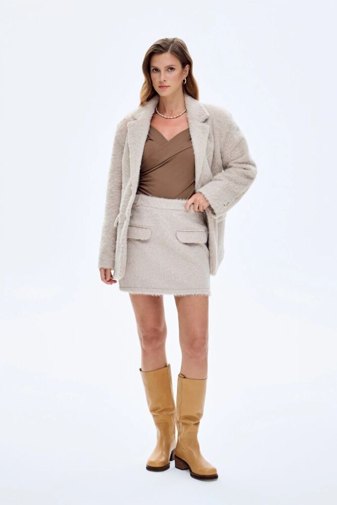 Quzu Cep Detaylı Mini Etek