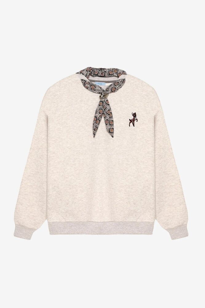 Quzu Fular ve Nakış Detaylı Kadın Sweatshirt (1)