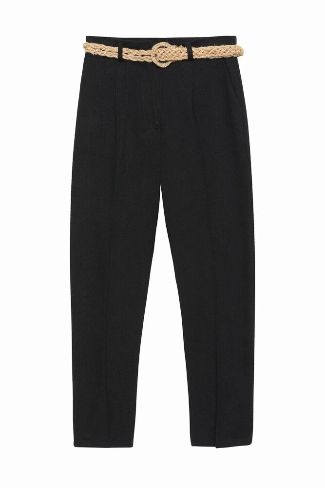 Quzu Hasır Kemerli Kadın Pantolon - 2