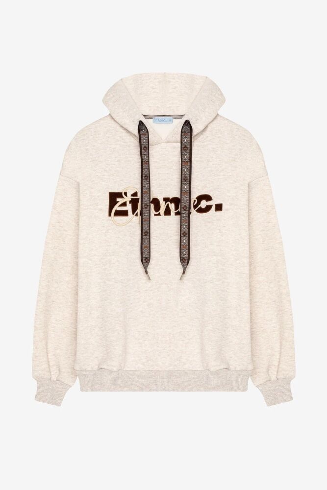 Quzu Kapüşonlu Kordon Detaylı Kadın Sweatshirt