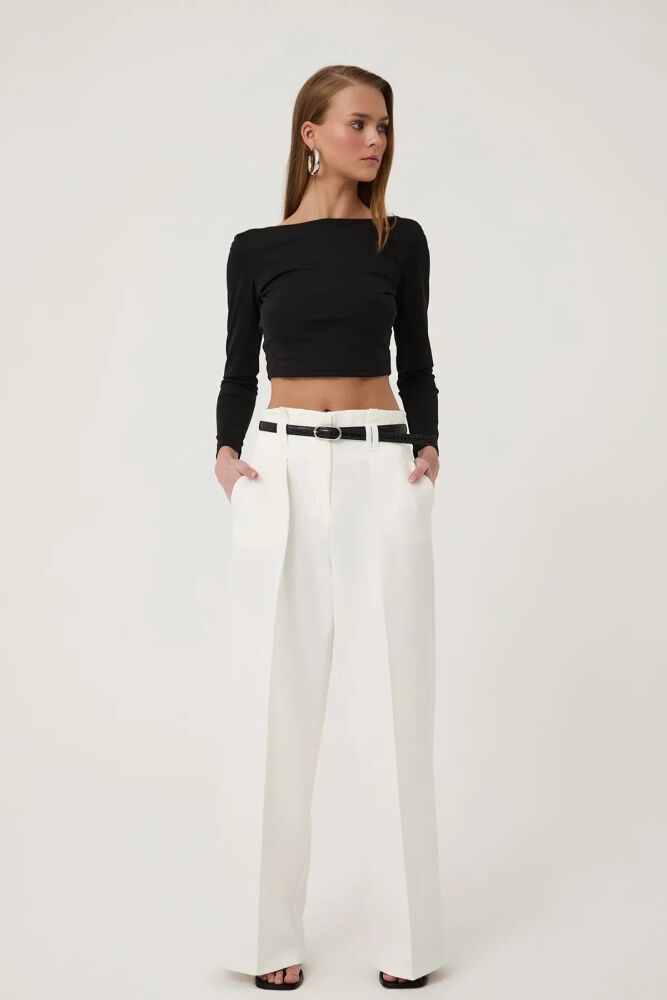 Quzu Kemer Detaylı Kadın Pantolon