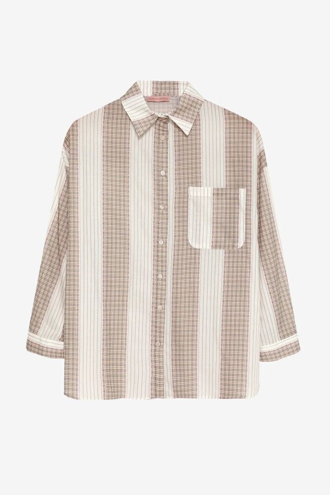 Quzu Matchli Oversize Kadın Gömlek 26KGML01003 (1)