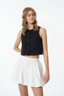 Quzu Önü Düğmeli Kadın Yelek 25YYLK00005 - 4