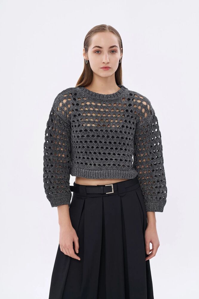 Quzu Sim Detaylı File Kadın Kazak