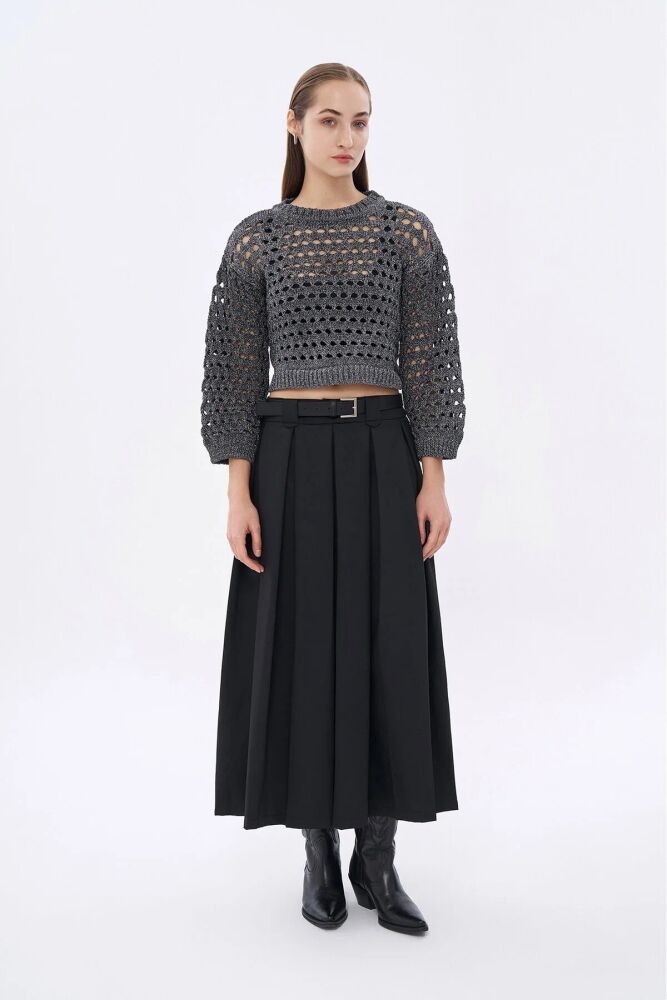 Quzu Sim Detaylı File Kadın Kazak (1)