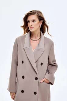 Quzu Vatkalı Arkası Yırtmaçlı Kadın Kaban - 3