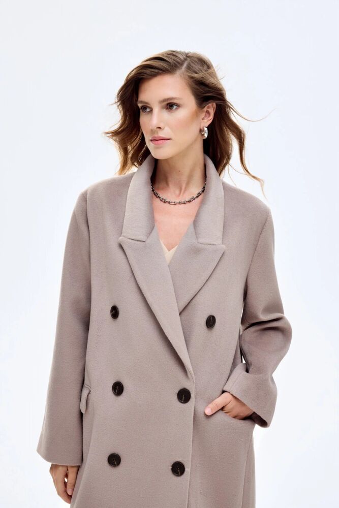 Quzu Vatkalı Arkası Yırtmaçlı Kadın Kaban - 3