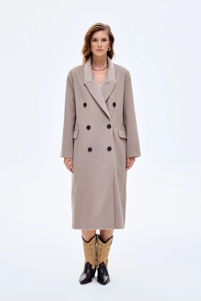 Quzu Vatkalı Arkası Yırtmaçlı Kadın Kaban - 4