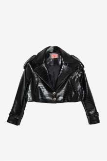 Setu Oversize Crop Deri Kadın Ceket - Quzu (1)