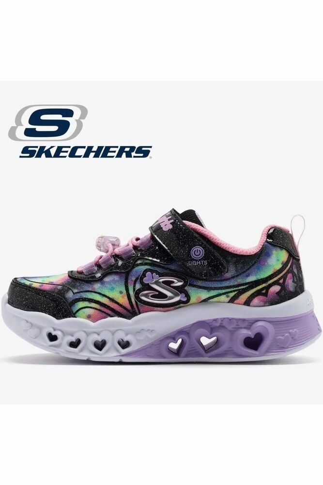 Skechers Flutter Hearl Lights Goovy Swirl Çocuk Ayakkabı 303253L BKPK - 1