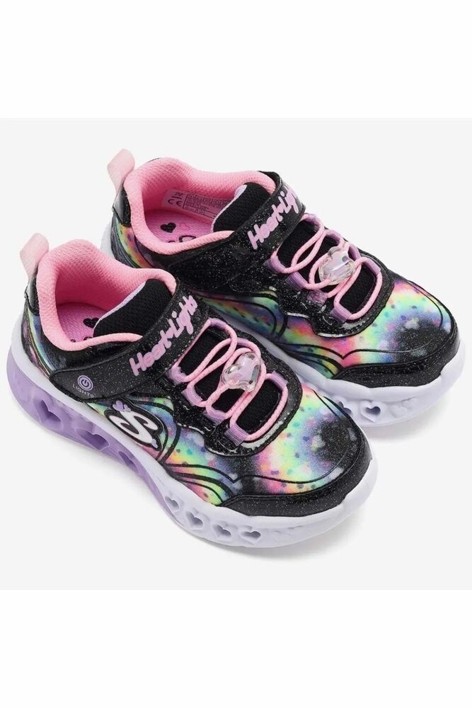 Skechers Flutter Hearl Lights Goovy Swirl Çocuk Ayakkabı 303253L BKPK - 4