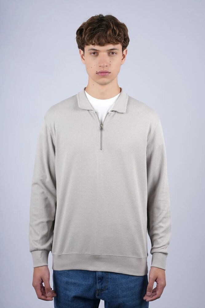Sportuel Jsco Polo Yaka Fermuarlı Waffle Erkek Sweat - 1