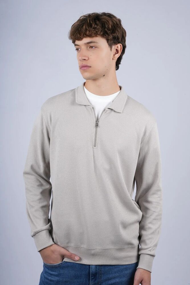 Sportuel Jsco Polo Yaka Fermuarlı Waffle Erkek Sweat - 3