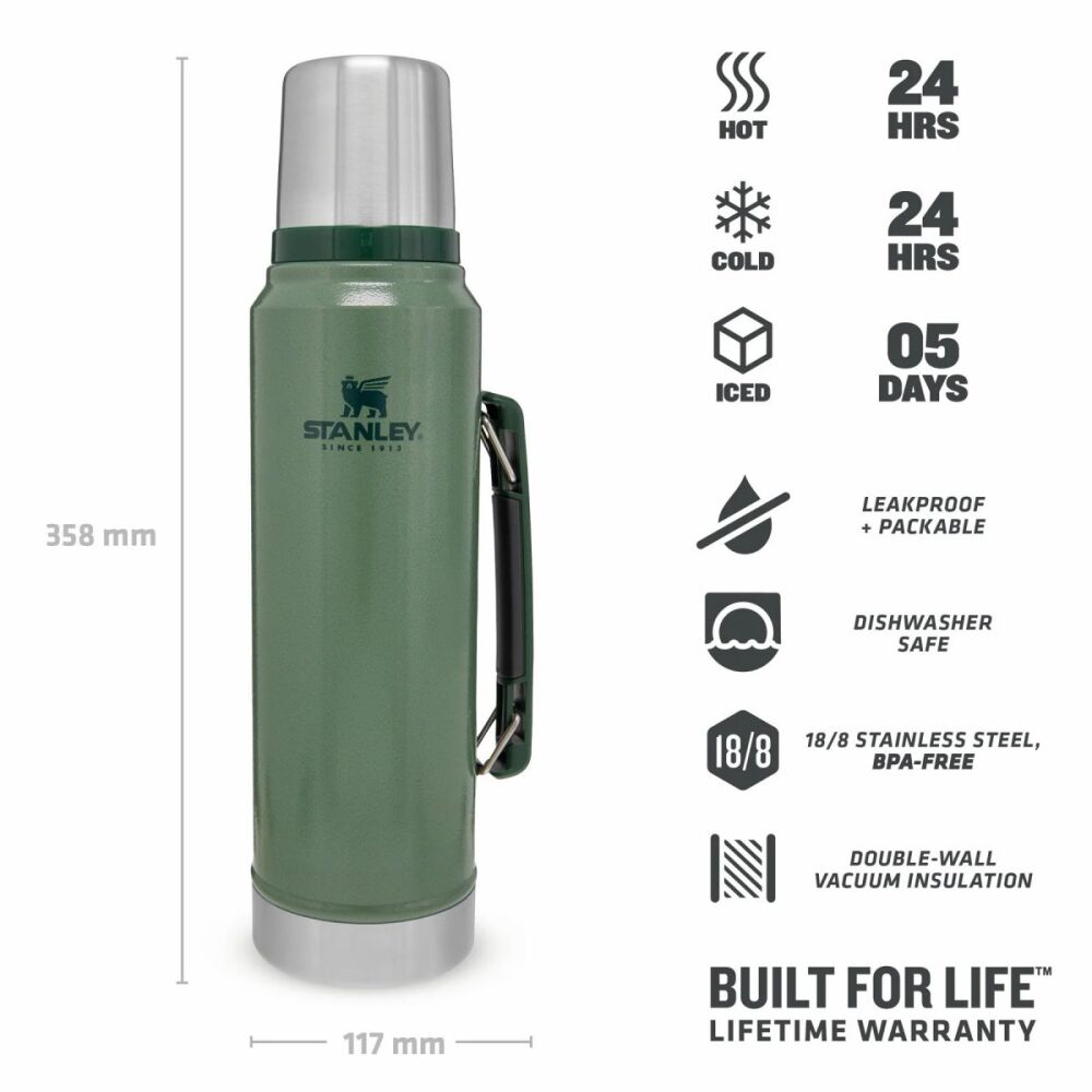 Stanley 1.1qt Classic Vac Btl Eu Legendary Termos | 1.0L Yeşil 10-08266-001 (1)