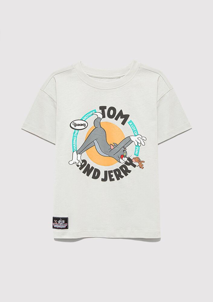 Tom & Jerry Baskılı Sis Gri Çocuk Tişört 6610291-80618 - 3
