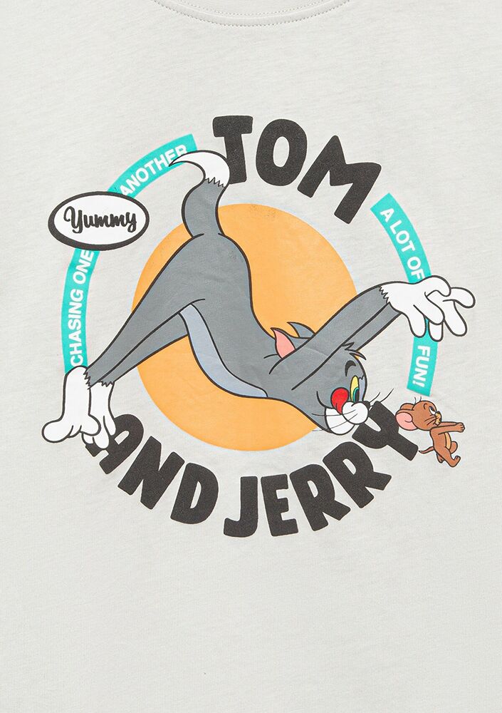 Tom & Jerry Baskılı Sis Gri Çocuk Tişört 6610291-80618 - 5